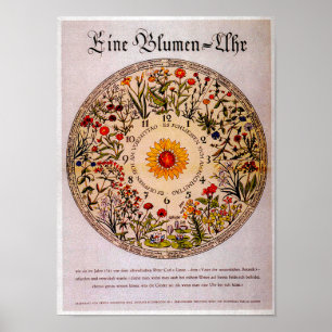 Blumenuhr-Blume Uhr Vintage Kunst Poster