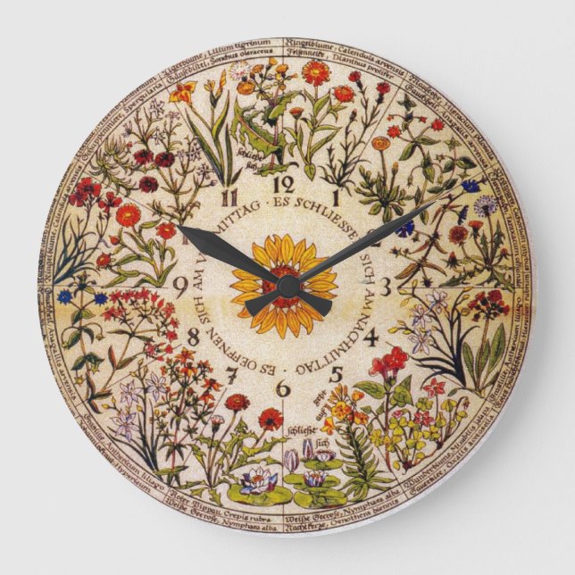Blumenuhr Blumen-Uhr Große Wanduhr (Vorderseite)