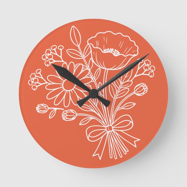 Blumenuhr-Design Runde Wanduhr (Vorderseite)