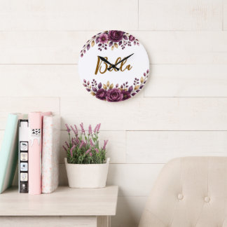 Blumenuhr Namensschild Kinderzimmer Dekoration Große Wanduhr
