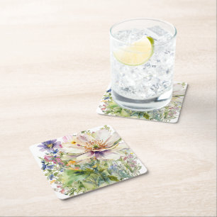 Blumenuhr Rechteckiger Pappuntersetzer