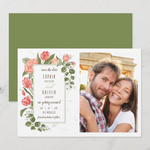 Blumenumarmung Save-the-Date-Fotokarte Einladung