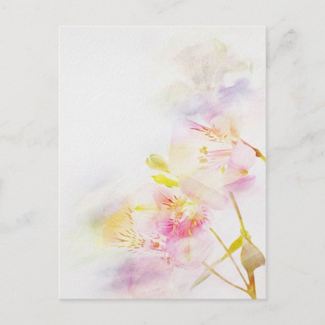 Blumenuntergrund mit Aquarellfarben-Blume Postkarte (Vorderseite)