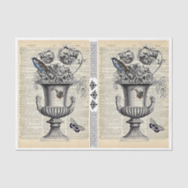 Blumenurn mit Vogel & Biene Seidenpapier