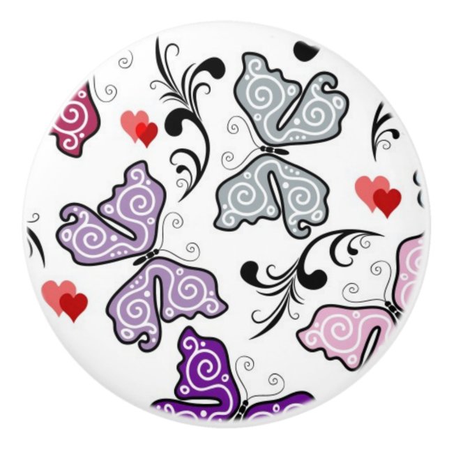 BlumenValentinsgruß-Muster Keramikknauf (Vorderseite)