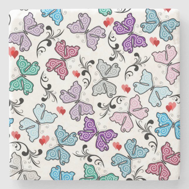 BlumenValentinsgruß-Muster Steinuntersetzer (Vorderseite)