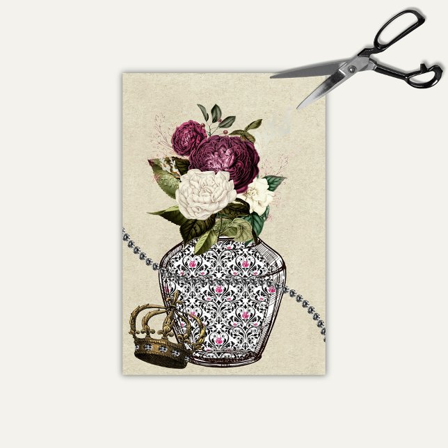 Blumenvase der Herzkönigin-Alice im Wunderland Seidenpapier (Von Creator hochgeladen)