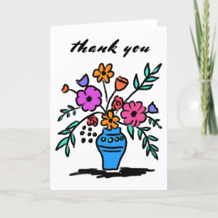 Blumenvase Locker Whimsikalische Skizze Chic Farbi Dankeskarte