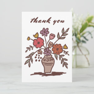 Blumenvase Rustikal Whimsikal Skizze Neutrale Farb Dankeskarte