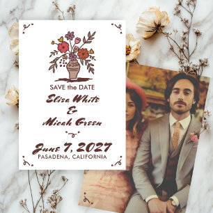 Blumenvase Rustikale Whimsikskizze Foto Save The Date