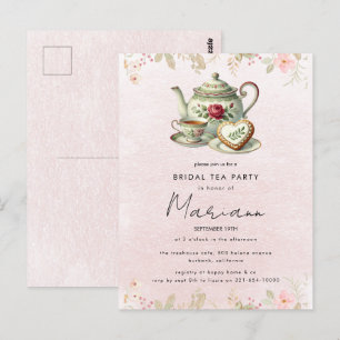 Blumenvase-Teekanne Brautparty-Teeparty-Einladung Postkarte