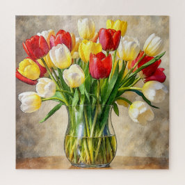 Blumenvase Tulpe – Farbige botanische Jigsaw-Puzzl Puzzle