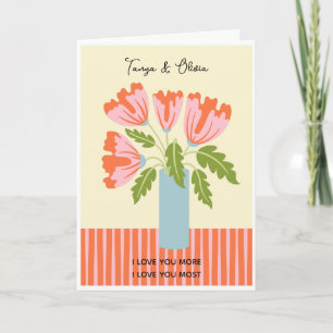 Blumenvasendesign in Rosa und Grün Karte