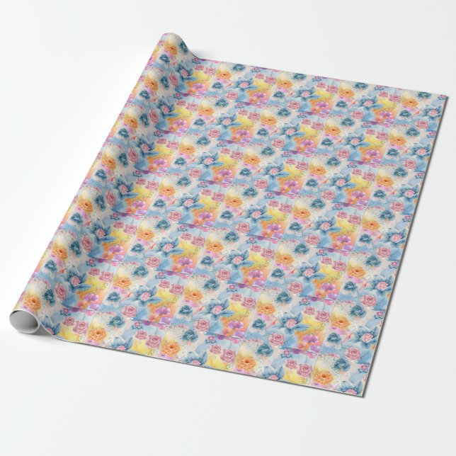 Blumenverpackungspapier Geschenkpapier (Ungerollt)