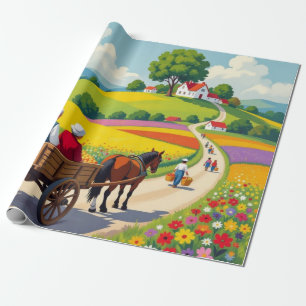 Blumenverpackungspapier Naiver Stil Geschenkpapier