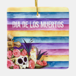 Blumenverzierung skull Dia de Los Muertos | Keramikornament