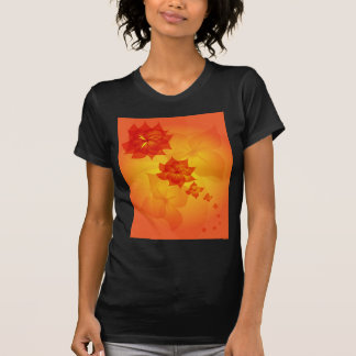 Blumenverzierungs-Orangensonne T-Shirt