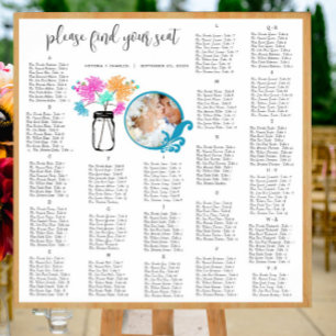 Blumenvintage Boho Mason-Glas Weißer Hintergrund Poster