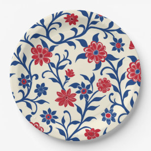 Blumenvintage-elegante Papierplatte zum 4. Juli Pappteller
