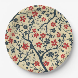 Blumenvintage-elegante Papierplatte zum 4. Juli Pappteller