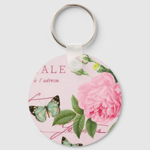 Blumenvintage-Rosenschlüsselanhänger in Rosa Schlüsselanhänger