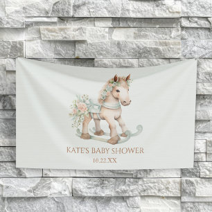 Blumenvintage-Schaukelpferd-Baby-Party Banner