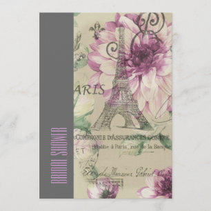 BlumenVintages Brautparty Turms paris Eiffel Einladung