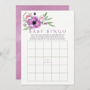 Blumenviolet und Sage Baby Shower Baby Bingo Einladung