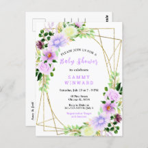 Blumenviolette Blumen mit Foliage Baby Dusche