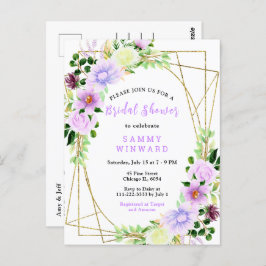 Blumenviolette Blumen mit Foliage-Brautparty Postkarte