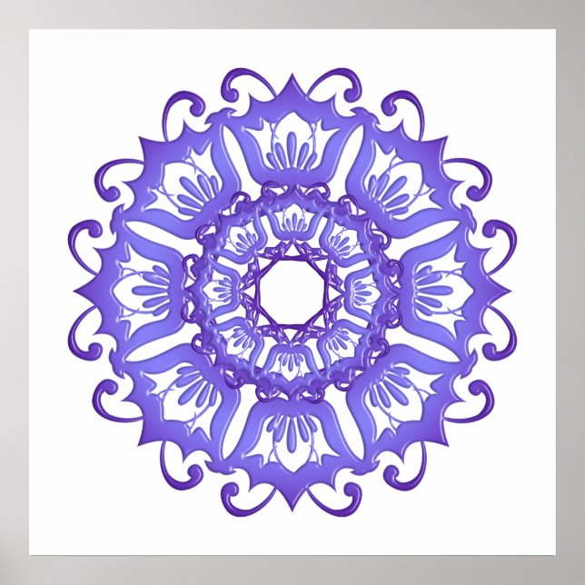 Blumenviolette Mandala. Poster (Vorne)