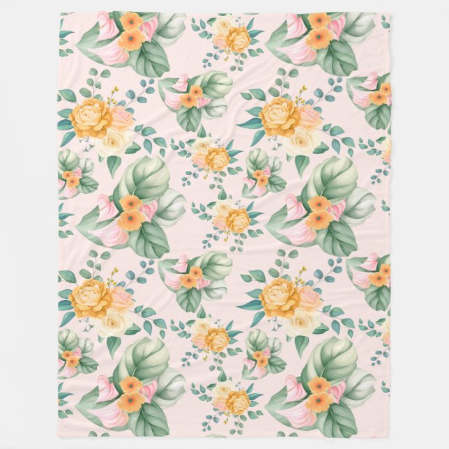 Blumenvliesdecke Fleecedecke (Vorderseite)