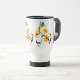 Blumenvogel Art, Blauer Tit Sonnenblumen Reisebecher
