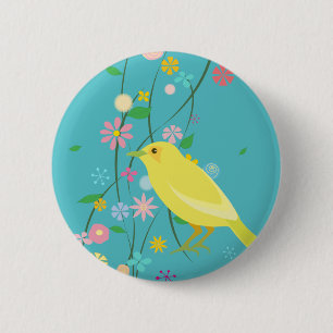 Blumenvogel (blau) button