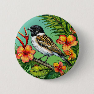 Blumenvogel Button