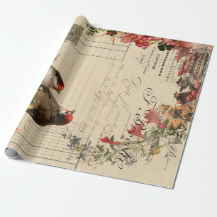 Blumenvögel Ephemere Dekoupage Tissue Paper Geschenkpapier