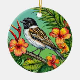 Blumenvogel Keramik Ornament