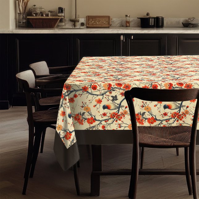 Blumenvögel Tablecloth Cosy Fall Dining Akzent Tischdecke (Floral Birds Tablecloth Cozy Fall Dining Accent)