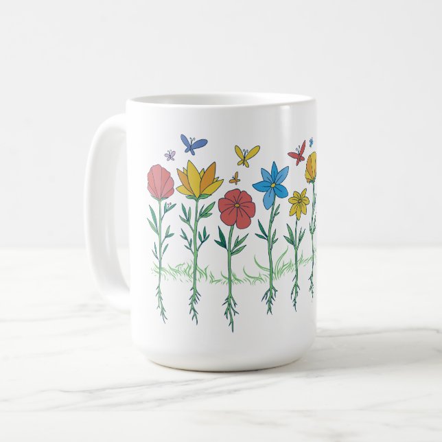 Blumenwachstumsdesign Kaffeetasse (Vorderseite Links)
