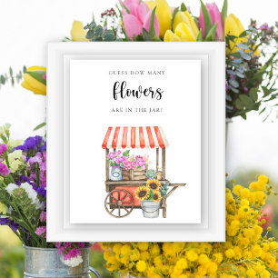 Blumenwagen Baby Shower - Rate wie viele Blumen Poster