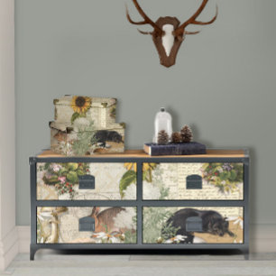 Blumenwald Fox Pilze Ephemere Decoupage Seidenpapier