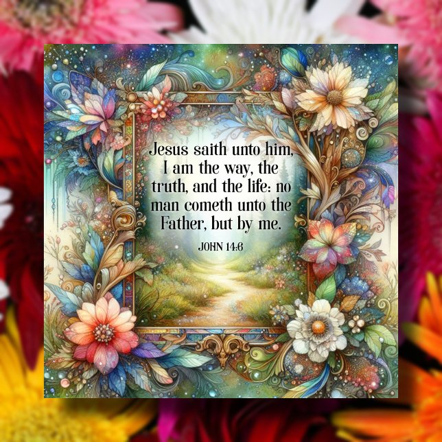Blumenwald mit Inspiration John 14:6 Verse Fliese (Von Creator hochgeladen)