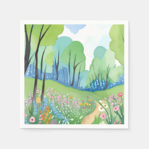 Blumenwald Natur Wasserfarbe Wildblumen Serviette