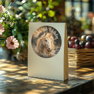Blumenwald Unicorn Verzauberter Pony Sepia Vintag Runder Aufkleber