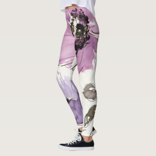 Blumenwaltz-Pflaumewatercolor-Blumen Leggings