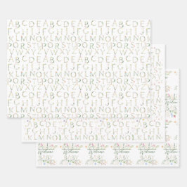Blumenwasser Alphabet Babydusche Geschenkwrake Geschenkpapier Set