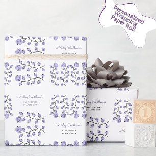 Blumenwasser-Babydusche (Lavendel) Geschenkpapier