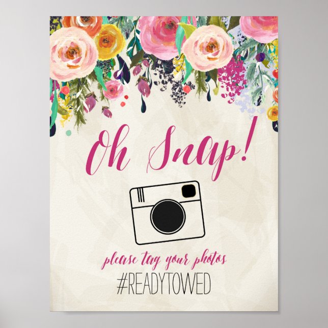 Blumenwasser-Blume Hochzeitstag-Zeichen Poster (Vorne)