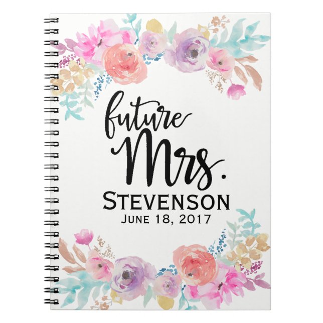 Blumenwasser-Farbzukünftige Frau Notebook Notizblock (Vorderseite)
