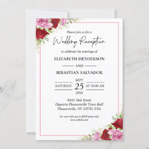 Blumenwasser-Rose Hochzeitsempfang Einladung